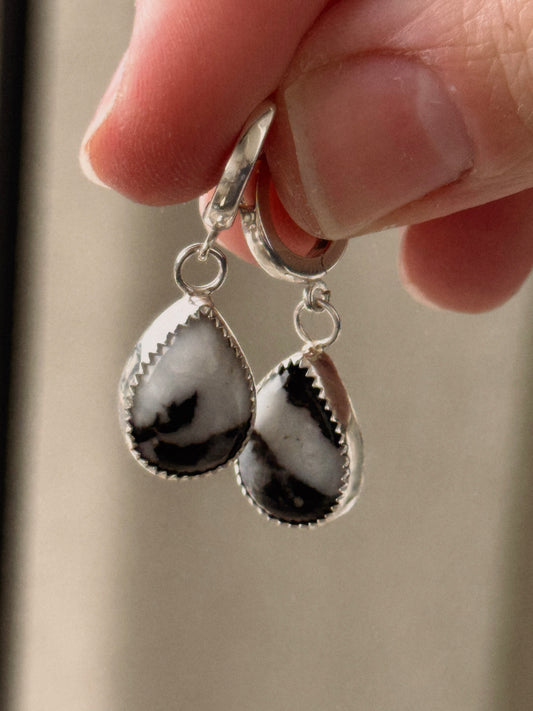 White Buffalo Huggie Earrings