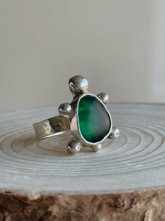 Green Sea Glass Ring | | 7
